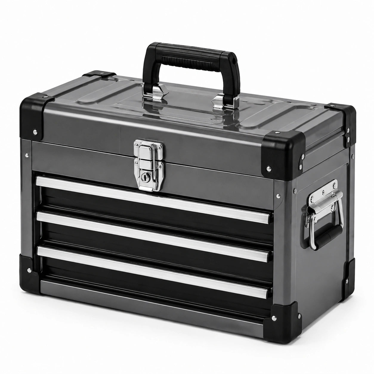 Caja de herramientas de plástico con cierre metálico verde y beige 50x25x25 cm