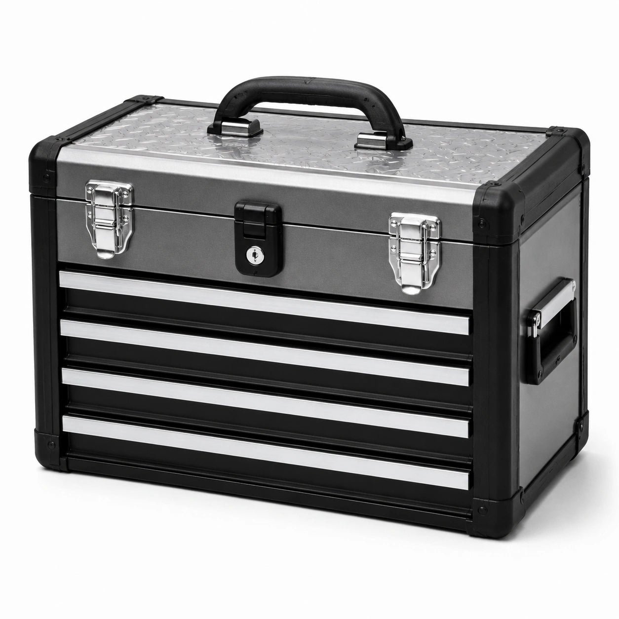 Caja de herramientas de metal con 3 cajones 52x22x30 cm negra