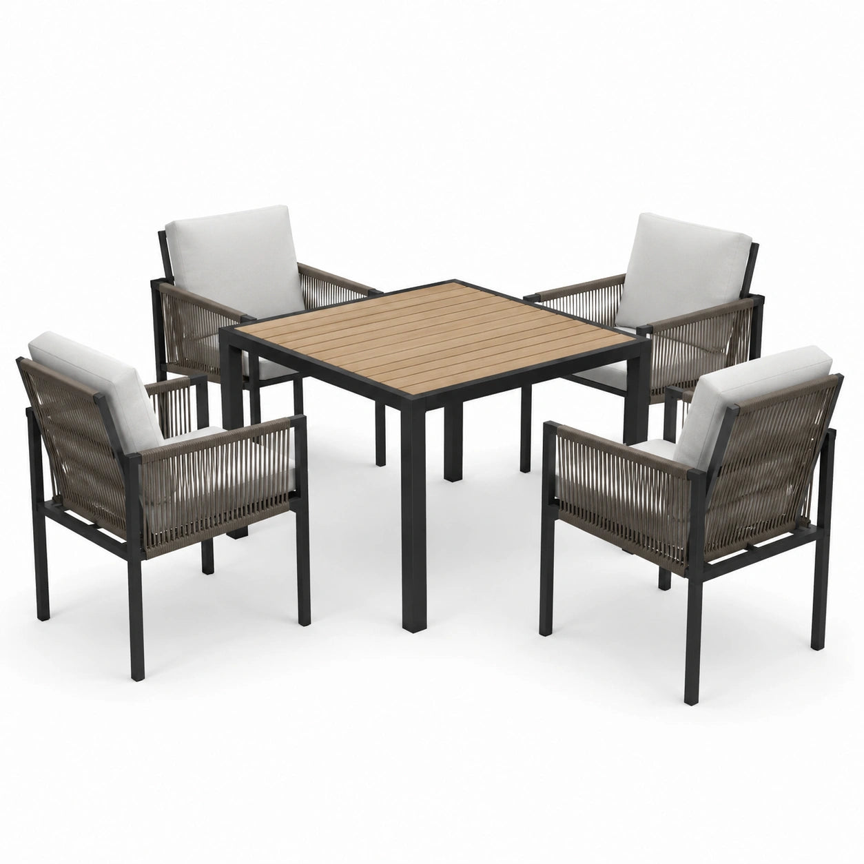 Conjunto de jardín de aluminio con sillones y mesa auxiliar